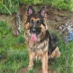 Dog painting. Shadow, German Shepherd