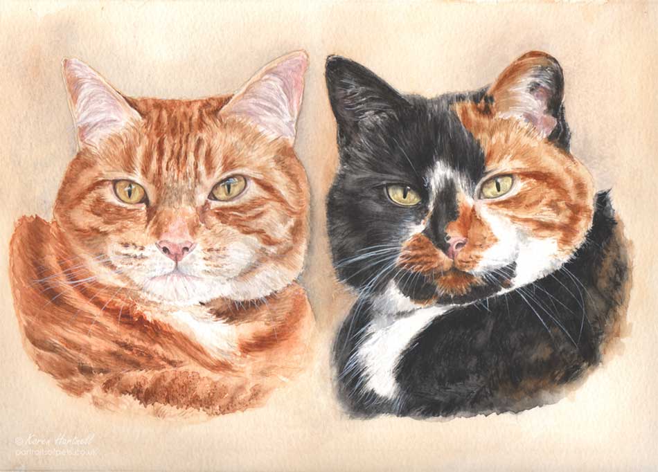 cat painting: Jaffa and Ellie