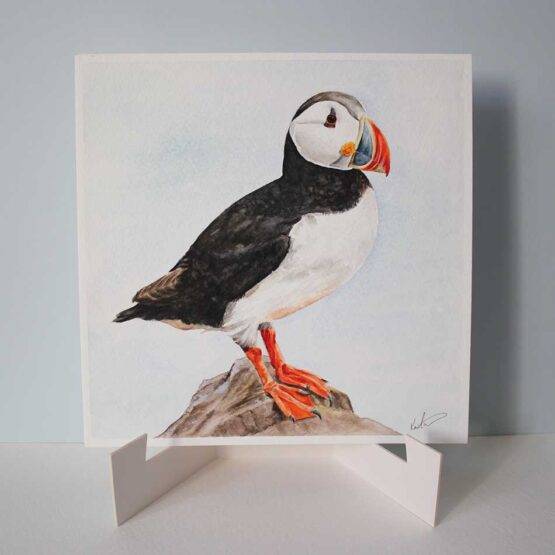 A Puffin Pose, original watercolour painting