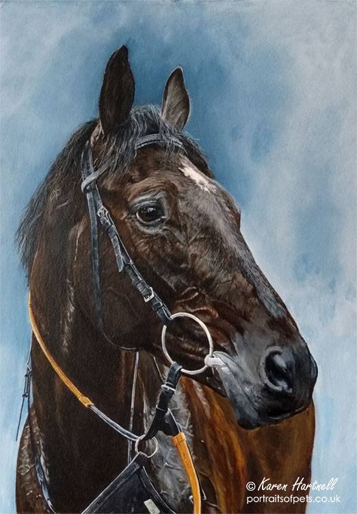 Painting in progress thoroughbred horse