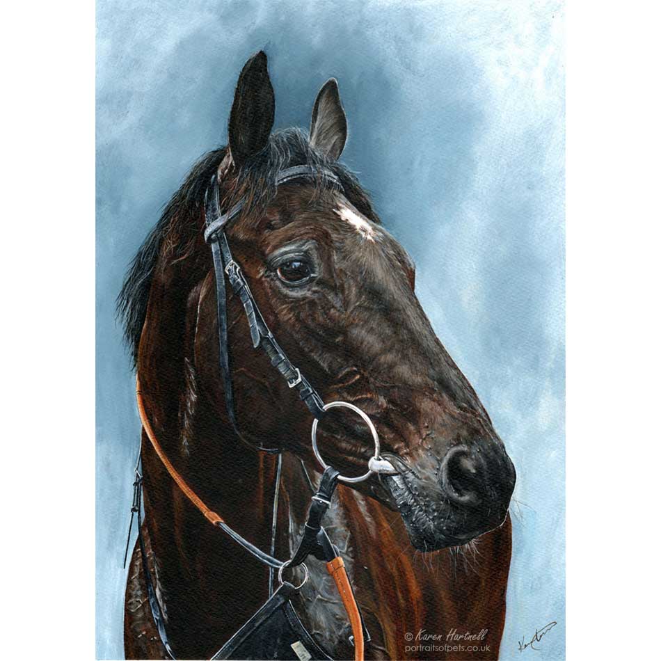 King of Answers, Thoroughbred Horse. Acrylic painting